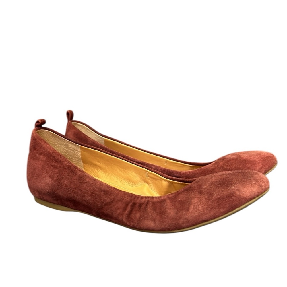 J. Crew Plum Purple Cece Suede Leather Ballet Flats Slip-On Hidden Wedge 6.5